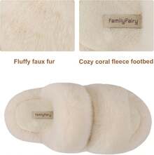 Women's Fluffy Faux Fur Slippers Comfy Open Toe Two Band Slides With Fleece Lining And Rubber Sole - màu xanh lá - Xem 9