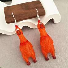 1 Pair Quirky Miniature Screaming Chicken Earrings, Unique Fashion Design Ear Studs Earring For Men & Women