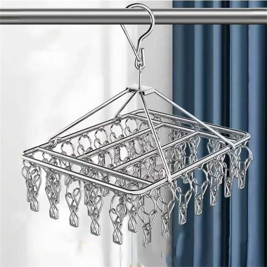 30/40 Clotheslines For Baby Clothes, Panties, Underwear, Foldable Stainless Steel - Silver - View 1