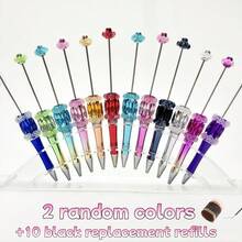 12 Stück Set Luxus UV-beschichteter Kugelschreiber mit schweren Industrie-Edelstein-Blumen-Perlen, DIY Schreibwaren Accessoires, Geschenkidee