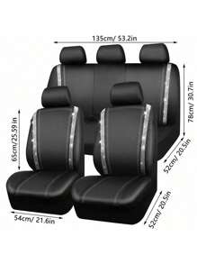 Shiny Crystal Rhinestone Car Seat Cover Set, Waterproof Faux Leather, Zipper At Back, Universal Crystal Glitter Strips, Suitable For Cute Girls, Silver,Car Seat Cover Full Set