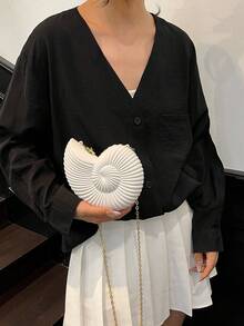 2025 Golden Conch Shaped Shoulder Bag, Detachable Shoulder Strap, Fashionable Lipstick Pouch, Elegant And Fashionable Shoulder Bag, Suitable For Evening Outings - White - View 7