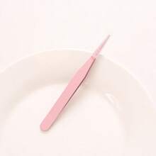 1pc Colored Pointed Tip Tweezer, Macaroon Pink Color Eyelash Crafting Hand Account Stainless Steel Tweezer