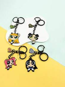 THE POWERPUFF GIRLS 2/3/4pcs Random Cartoon Policewoman Keychains, Cute Mini Figure Key Chain, Bag Charm, Car Decoration, Versatile Cartoon Keyring