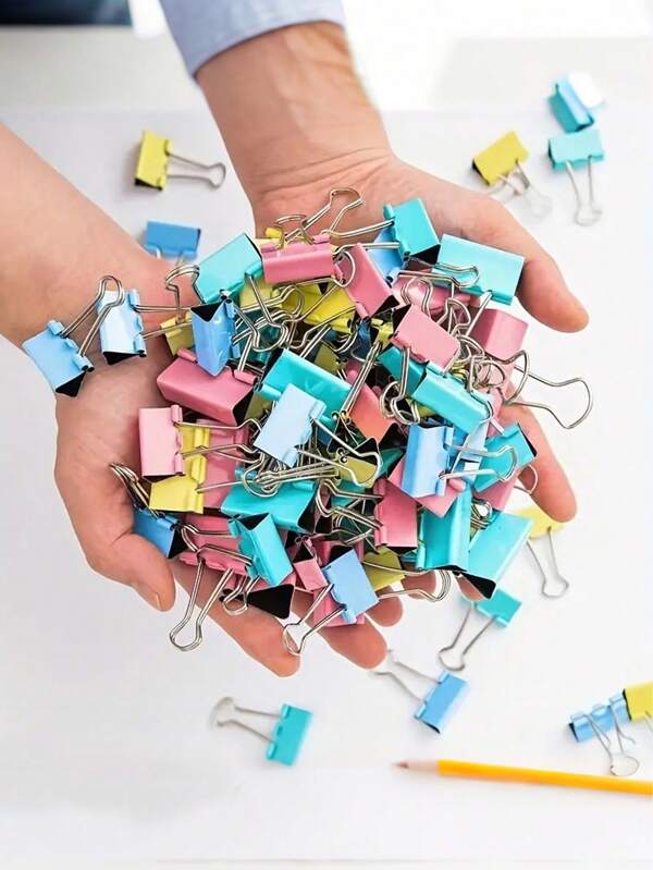 60-Pack Mixed Color Binder Clip Folders - Perfect For Office Supplies And Test Paper Book Clips, Colored Binder Clips, Office Small Clips, Dovetail Clips, Metal Notebooks, Black Bill Clips, Stationery, Suitable For Back-To-School Gifts To Friends, Suitable For Office And School Use