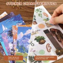 Character Scrapbook Sticker Book For Craft Lovers- 30 Pre-Cut Vintage Aesthetic People Washi Stickers & 20 Landscape Collage Material Papers For Journaling, Junk Journals, Collage Supplies,