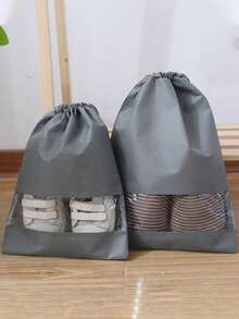 Bolsa de almacenamiento de zapatos con cuerda, bolsa de almacenamiento de viaje con cierre de cordón, bolsa de zapatos portátil e impermeable, accesorios esenciales para el hogar, viajes y regreso a la escuela - Multicolor - Ver 5