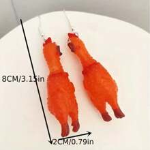 1 Pair Quirky Miniature Screaming Chicken Earrings, Unique Fashion Design Ear Studs Earring For Men & Women