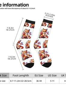 Cute Fox Butterflies Socks Women Men, Calf Knee High Socks For Athletic Running Cycling