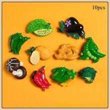 1pc/3pcs/4pcs/5pcs/5pcs-1/6pcs/6pcs-1/7pcs/8pcs/9pcs/10pcs/10pcs-Style 1/10pcs-2/11pcs New Cartoon Fruit & Vegetable Design Magnetic Resin Refrigerator Stickers, Nature Style Magnetic Refrigerator Stickers, Cute Decorative Piece, Office Desk Decor, Personalized Accessory For Fridge, Whiteboard, Storage Cabinet, Dishwasher, Kitchen Decor, Home Decor, Valentine's Day Gift, Gift For Friends & Family