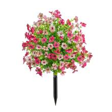 NKEN 1 buchet artificial cu violete, cu țepi de pământ (opțiuni multicolore), mătase artificială cu violet și verdeață, aspect real, plantă simulată pentru verandă, casă, terasă interioară, balcon, curte, aranjament floral introdus în pământ.