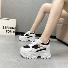 Women's Chunky Sneakers, 2025 New Arrivals Fashionable, Thick Sole Platform Sneakers, Casual & Comfortable Breathable Autumn Footwear