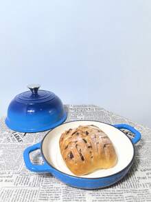 1 Khuôn nướng bánh mì bằng gang màu xanh 9,4 inch dùng để nướng bánh mì chua tại nhà - Màu xanh lam - Xem 6