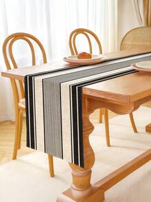 1pc Retro Minimalist Style, Traditional Pattern, Striped Geometric Table Runner, Rectangular Single-Sided Printed Table Decor Flag, Suitable For Daily Restaurant Kitchen Dining Table, Shoe Cabinet, Storage Cabinet Covers, Indoor & Outdoor Parties, Gift For Family