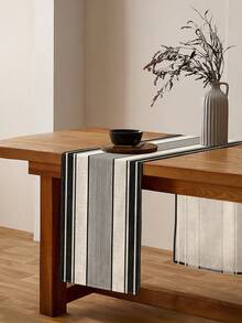 1pc Retro Minimalist Style, Traditional Pattern, Striped Geometric Table Runner, Rectangular Single-Sided Printed Table Decor Flag, Suitable For Daily Restaurant Kitchen Dining Table, Shoe Cabinet, Storage Cabinet Covers, Indoor & Outdoor Parties, Gift For Family