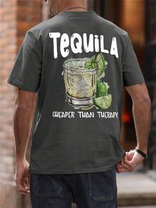 SU ER Men's Fashionable Printed Loose Short Sleeve T-Shirt | Exquisite Design | Summer Essential | Easy To Match, Showcasing Your Style - Dark Grey - View 4