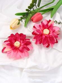 1 对时尚花卉图案布质耳钉，别致百搭清新甜美风格