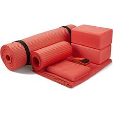 Local Delivery 7-Piece Yoga Equipment Set With Multiple Colors - Yoga Mat With Carrying Strap, 2 Yoga Blocks, Yoga Mat Towel, Yoga Hand Towel, Yoga Strap And Yoga Knee Pad - 紅色 - 查看 1