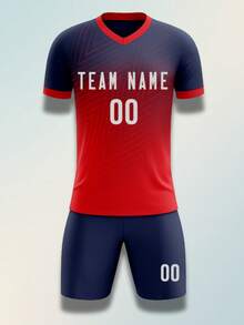 Red Personalized Soccer Jerseys For Men Women Adults Custom Soccer Shirt And Shorts With Name Number - Red - View 2