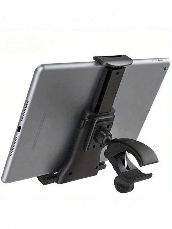 1pc Untoom Adjustable Bike & Treadmill Tablet Holder - Secure Clamp Stand For 4-12 Inch Devices, IPad & Mobile Phones, Black Handlebar Mount With Stable Suction Base, 360° Rotation & Ergonomic Grip For Indoor Workouts, Gym Equipment Accessory, Stationary Exercise Bike, Sleek Design, Durable Construction, Sturdy Clamp, Home Workout, Compact Design, Reinforced Base, Fitness Enthusiasts