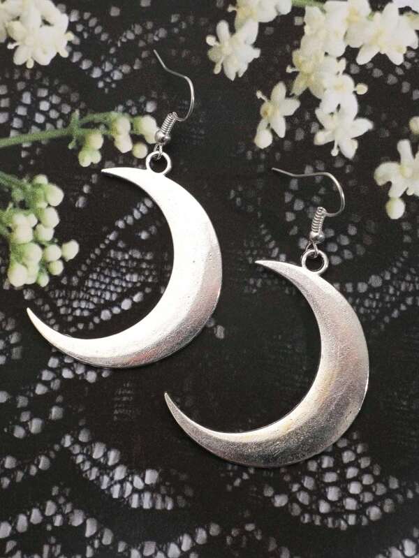Pendientes vintage góticos con gota de luna grande para mujeres, aptos para uso diario