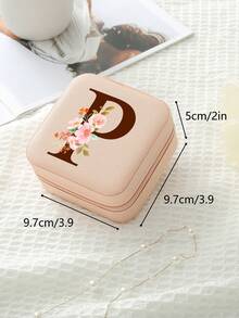 1pc Travel Jewelry Box,Monogram Gift Boxes,Bridesmaids Gifts Jewelry Case,Personalized Floral Jewelry Case,Travel Jewelry Box Wedding,Jewelry Box Necklace,Jewelry Box Earrings,Jewelry Box Mini,Travel Essentials Travel Accessories Travel Bag For Vacation Holiday Back To School School Stuff Jewellery Box Jewelry Organizer - Multicolor - View 15