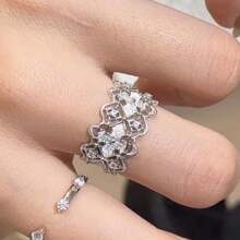 1pc Brushed Lace Rings, Zirconia, Delicate Jewelry, Women's Sense Of Luxury