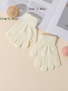 1 Pair Child Unisex Solid Color Warm Fleece Simple Full Finger Gloves, Suitable For Autumn/Winter Outdoor Use - 1Pair - View 27