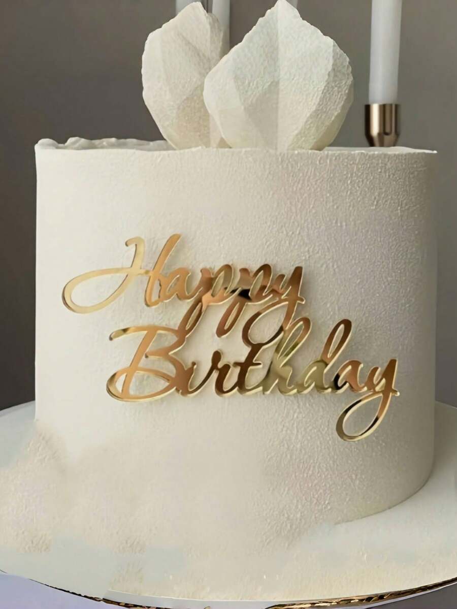 1个“生日快乐”PMMA蛋糕装饰插牌，现代字母设计，适用于生日派对、圣诞节、生日蛋糕礼品塔，可用于生日派对装饰、圣诞节、蛋糕装饰、蛋糕插牌、烘焙用品、厨房必备品、烘焙装饰、烘焙用品、蛋糕用品、节日礼物、节日礼品、装饰品 - Style L - 查看 1