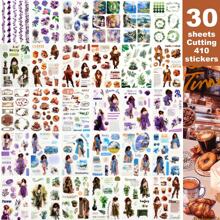 Character Scrapbook Sticker Book For Craft Lovers- 30 Pre-Cut Vintage Aesthetic People Washi Stickers & 20 Landscape Collage Material Papers For Journaling, Junk Journals, Collage Supplies,