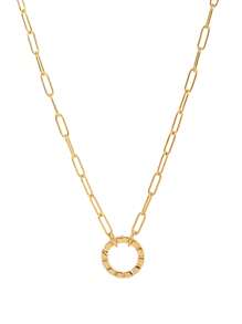 1pc Simple Fashion Love Looped Ring Pentagonal Star Looped Ring Oval Looped Ring Fried Dough Twists Looped Ring Chain Necklace, Can Be Used For DIY Women's Necklace, Electroplated 18K Gold Waterproof Sweatproof, Suitable For Daily Use, Women's Jewelry, DIY Accessories
