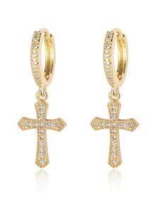 1 Pair Of Gold Micro Inlaid Zirconia Butterfly Ear Buckles