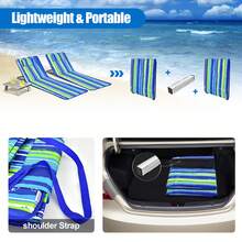 3-Piece Beach Lounge Chair Mat Set 2 Adjustable Lounge Chairs With Table Blue\Stripe\Green - 藍色 - 查看 6