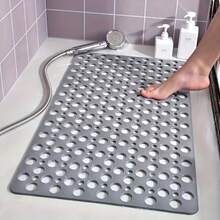 1pc Bathroom Mat With Suction Cup, Shower Blanket, Shower Mat With Circular Hole Design, Bathroom Massage Ring, Quick Drainage, Suitable For Shower Rooms, Bathroom Decor,Hotel Bathrooms, Toilets, Bathtubs, Bathroom Accessories,Halloween Gifts - Grey - View 2