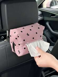 1 件波尔卡圆点汽车纸巾盒，汽车座椅悬挂纸巾架 - 掛式紙巾盒 - 查看 4