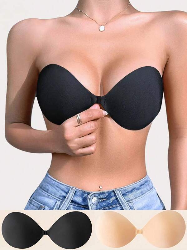2/4 pezzi Reggiseno adesivo senza spalline push up invisibile per donne, reggiseno adesivo riutilizzabile per abiti senza schienale