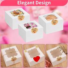 50 个带窗口的面包盒，6x6x3 英寸小饼干盒，用于装零食、糕点、巧克力草莓、马卡龙、纸杯蛋糕、糖果、甜甜圈、万圣节和圣诞饼干马卡龙包装。 - 彩色 - 查看 3