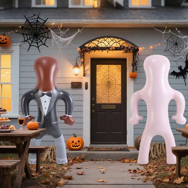 1pc 70cm Human Shape Decoration, Suitable For Halloween Decoration, Indoor/Outdoor Decor, Inflatable Haunted House Props, April Fool's Day Party, Scary Prop For Holiday Scene Arrangement