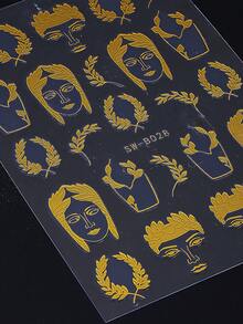 2 件装奢华烫金金色美甲贴纸几何麦穗图案魅力贴花自粘美甲装饰美甲配件适合女士女孩 DIY 家居沙龙设计