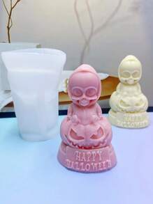 1pc Pumpkin Zombie Silicone Mold, DIY Pumpkin Zombie Halloween Decor Candle Plaster Silicone Mold
