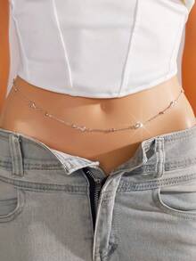 1 件女士水晶链腰带，性感简约身体链首饰，适合海滩、度假、约会、礼物、夏季日常穿着、派对