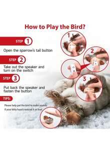 Pluszowa zabawka dla kota z motywem ptaka wróbla, trwała, piszcząca zabawka dla kota i psa, interaktywna zabawka symulująca ptaka z dźwiękiem, interaktywna wisząca zabawka dla kota, zabawki dla kota Migipaws, interaktywny realistyczny latający ptak trzepoczący skrzydłami z kocimiętką, pióra zawieszone na elastycznej gumce, automatyczne ćwierkające zabawki dla kotów domowych, samodzielna zabawa, losowy kolor