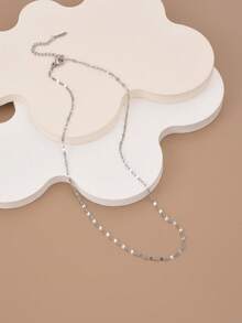 1pc Minimalist Stainless Steel Necklace Chain For Women, Versatile Pendant Necklace, Lip Chain, Cross Chain, Gold Chain, Silver Chain, Valentine's Day Gift, Gift For Friends - Pendant Chain - View 6