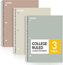 SUNEE Spiral Notebooks, 3 Pack, 1-Subject, College Ruled Paper, 8" X 10-1/2", 70 Sheets Per Notebook, Assorted Pastel Colors Spiral Notebooks For School - 1 - Xem 2