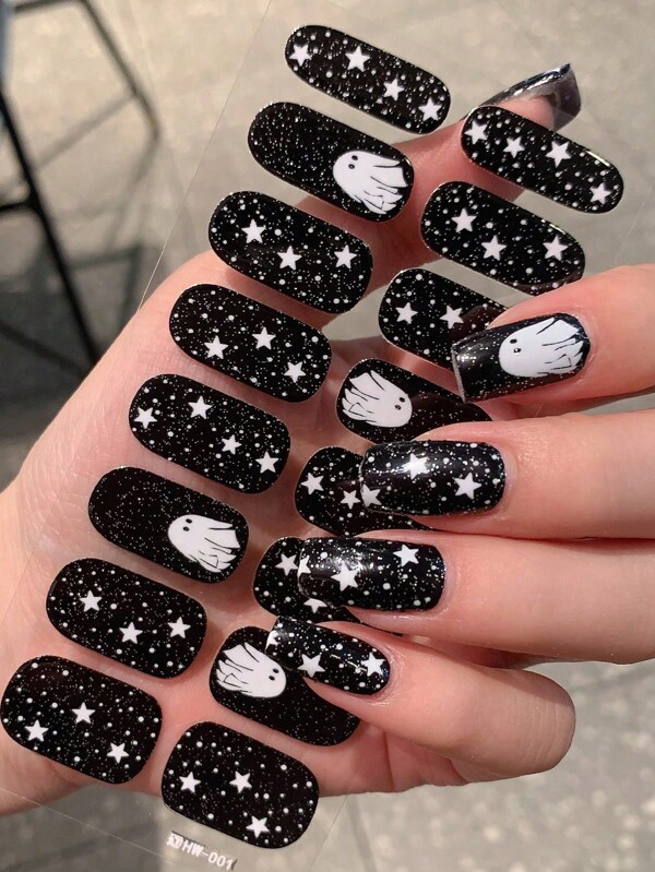 New Halloween Nail Stickers, Fashionable Nail Art Stickers, Waterproof Self-Adhesive, Easy To Use, Suitable For Women, Fit For Holiday And Party Decorations