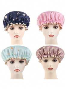 1 件加厚双层防水浴帽，适用于家庭浴室、淋浴、烹饪、头发遮盖 - 彩色 - 查看 2