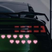 10片装高强度反光车贴心形图案组合用于夜间驾驶保险杠摩托车头盔警示车贴