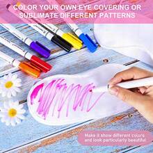 10 Pcs White Eye Mask Bulk Sleepover Party Supplies Sublimation DIY Color Decorate Your Own Sleep Blindfold Plain Soft Eye Coverings With 8 Pcs Fabric Marker Pens For Travel Game Wedding - White - View 4