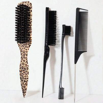 4PCS Men's Oil Hair Beard Brush, Long Handle Beard Brush Cleaning Brush, Oil Comb And Hair Brush, Solid Color, Hair Brush For Straightening Hair Brush, Men's Beard Grooming Styling Comb, Leopard Comb, Leopard Hair Brushir Styling Tools With Hair Tail Tools, Hair Brush/Hair Comb,Back To School,Travel Holiday Essentials,Hair Accessories For Women,Brush,Hair Brushes,Edge Brush,Brush Hair,Hair Comb,Comb Hair,Detangling Brush,Ball Brush,Mini Hair Brush,Hair Brush Set,Wooden Comb, Comb, Slick Back Brush, Hairbrush, Edge Brush, Brush Hair, Hair Comb, Hair Brush Set, Comb Hair, Mini Hair Brush, Detangling Brush,Hair Products, Hair Tools, Hair Stuff, Hair Care, Curly Hair Brush, Barber, Barber Accessories, Hairdressing Equipment,Travel Essentials,Travel Essential,Hairstyle,Hairdressing