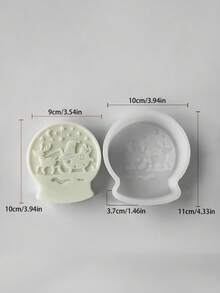 1 件圣诞球硅胶蜡烛模具 | 雪花星形印花设计蜡烛/树脂/石膏工艺品、圣诞礼物和季节性摄影道具